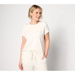 Anybody Women's Top Sz XL Lounge Textured Jersey Rib Trim White A628884